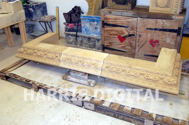 Carved stringcourse