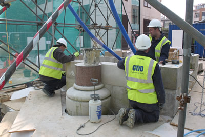 Checking the level between the west and east elevations