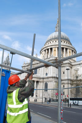 Scaffolding being erected